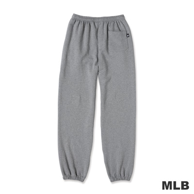 MLB-大聯盟雙側拉鍊口袋縮口印花厚棉長褲-麻灰色(男)