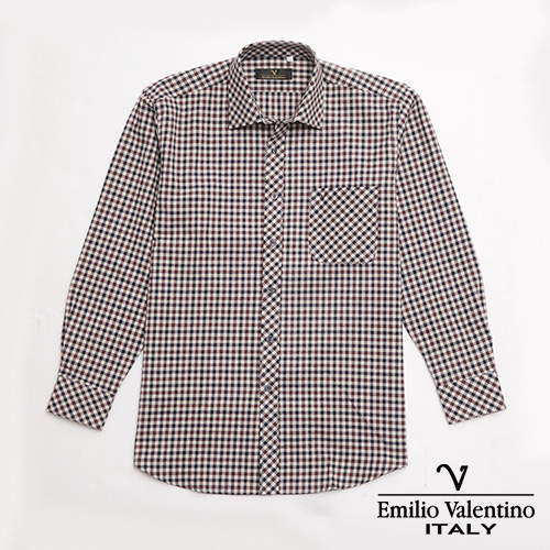 Emilio Valentino 范倫提諾經典格紋襯衫-咖啡