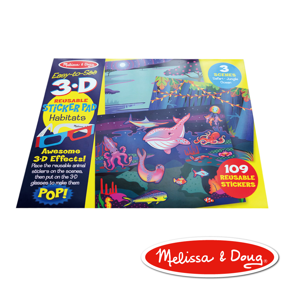 美國瑪莉莎 Melissa & Doug 靜電貼紙收藏簿 - 3D 動物棲息地