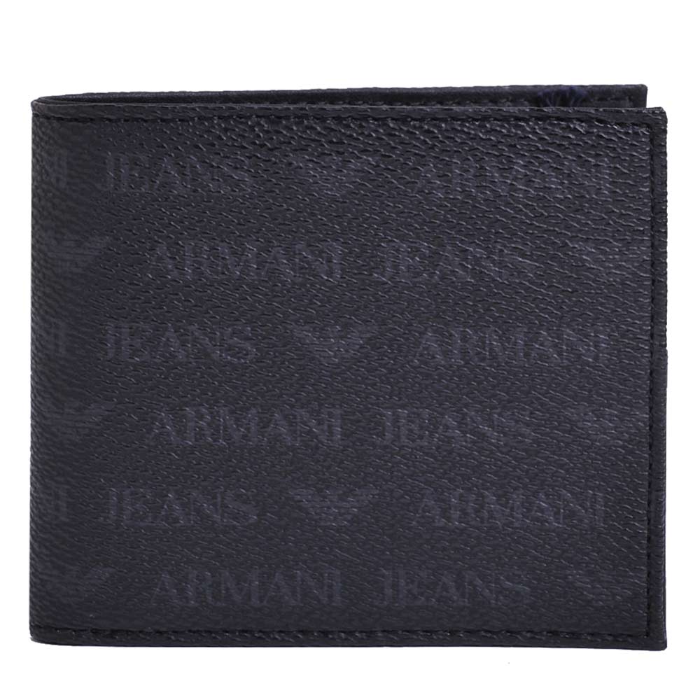 ARMANI JEANS 經典排列LOGO四卡零錢短夾(黑)