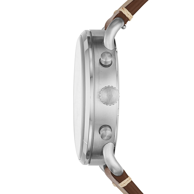 FOSSIL COMMUTER 移動紳士三眼計時男錶-咖啡/白色