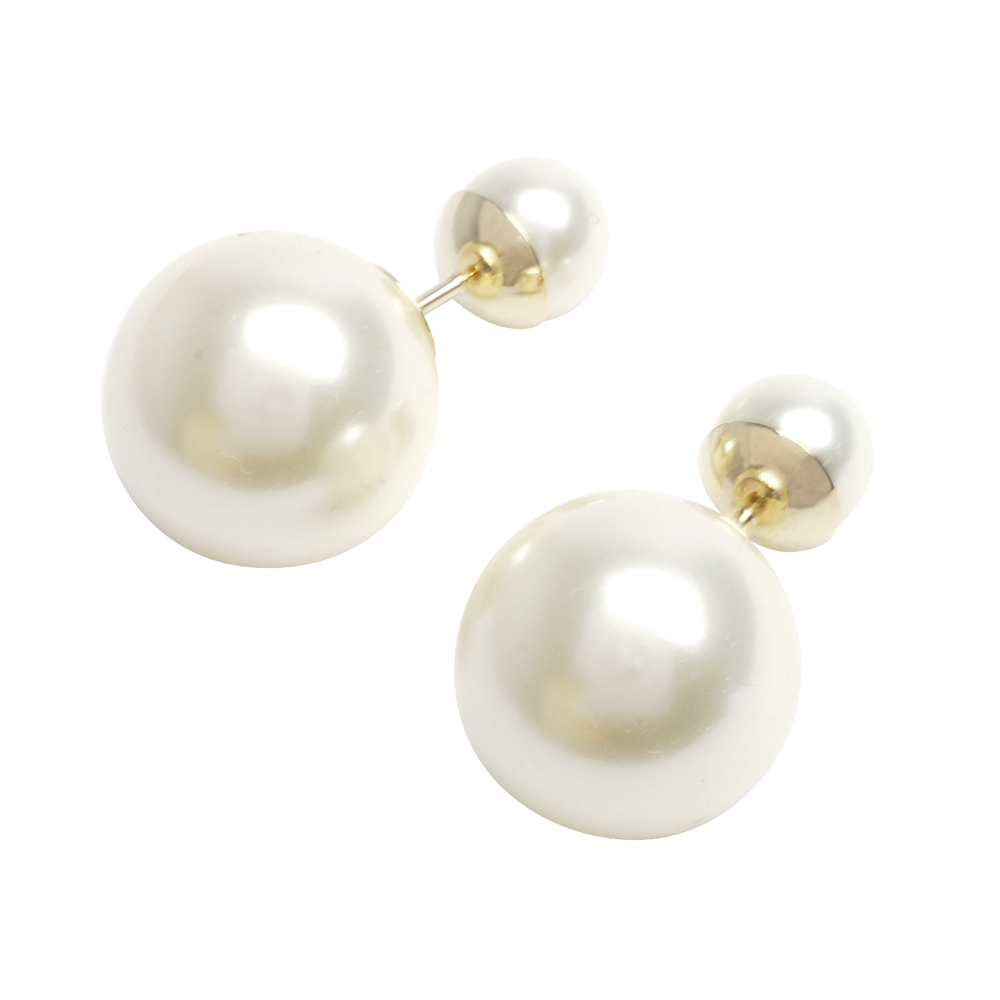 DIOR 新款Mise En Dior Tribales大小珍珠造型穿式耳環(金)