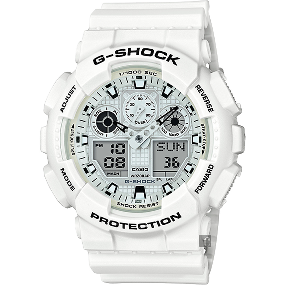 CASIO 卡西歐G-SHOCK GA-100 人氣雙顯手錶-白| G-SHOCK | Yahoo奇摩