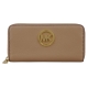 MICHAEL KORS 金字LOGO皮革拉鍊長夾(卡其) product thumbnail 1