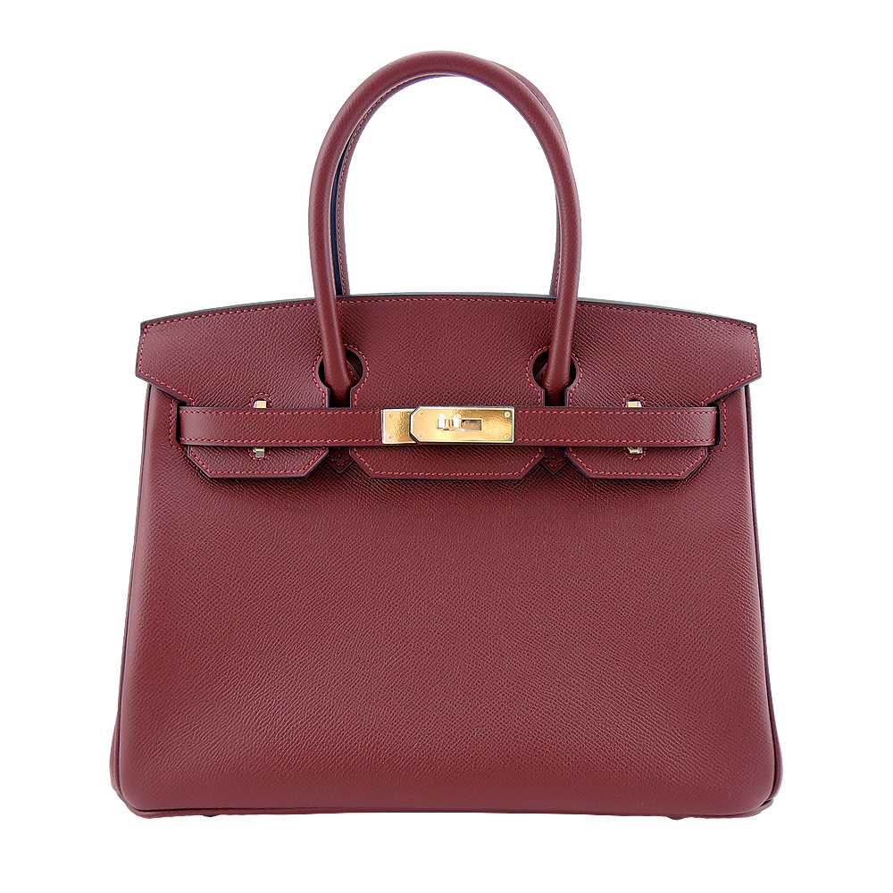 HERMES 愛馬仕BIRKIN EP防刮牛皮柏金包((30CM/棗紅55/金釦)