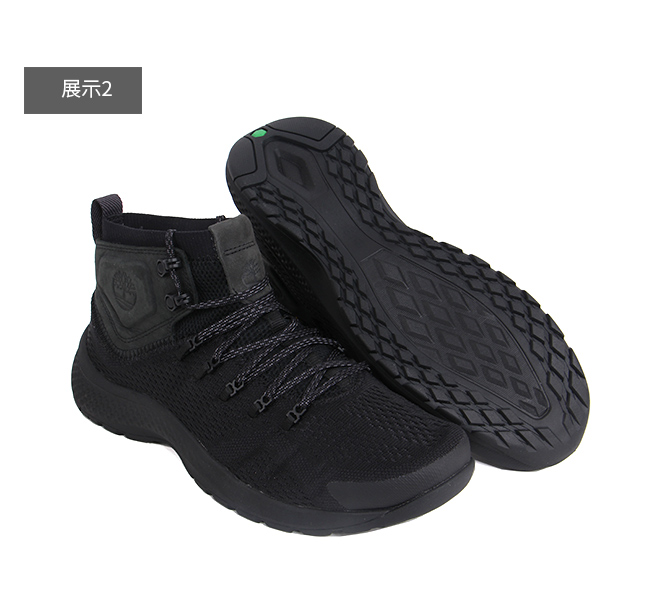 Timberland 男款FlyRoam Trail黑色皮革中筒布面靴