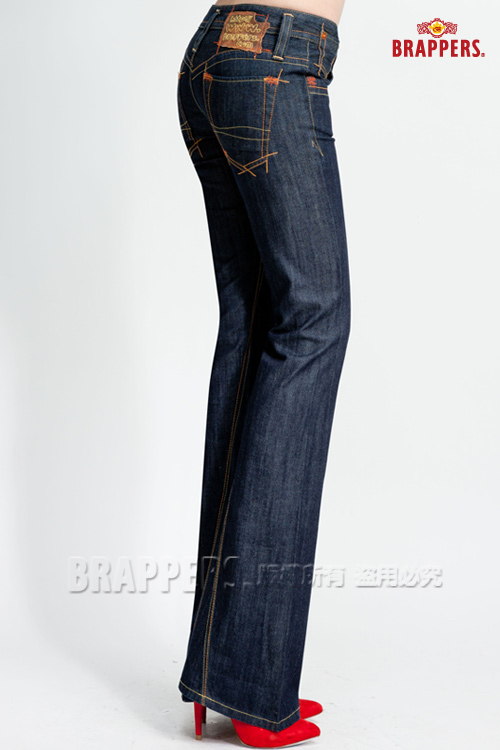 BRAPPERS 女款 女垮褲系列-女用小喇叭褲-水洗藍