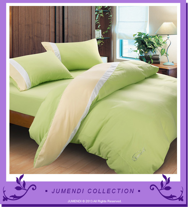 Jumendi-水鑽之星.綠 台灣製防蹣抗菌被套床包組-加大