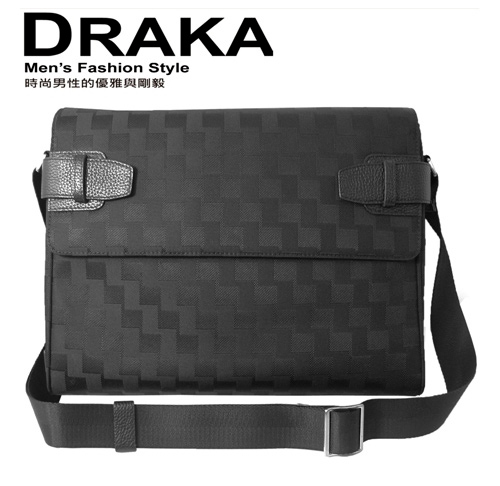 DRAKA 達卡 - 斜背包/側背包/肩背包 掀開橫式經典格紋