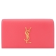 YSL 牛皮蓋釦經典金LOGO手拿晚宴包(粉紅) product thumbnail 1