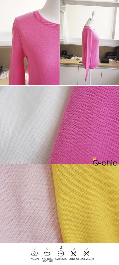 【Q-chic】粉彩糖果色素雅輕薄針織衫 (共五色)