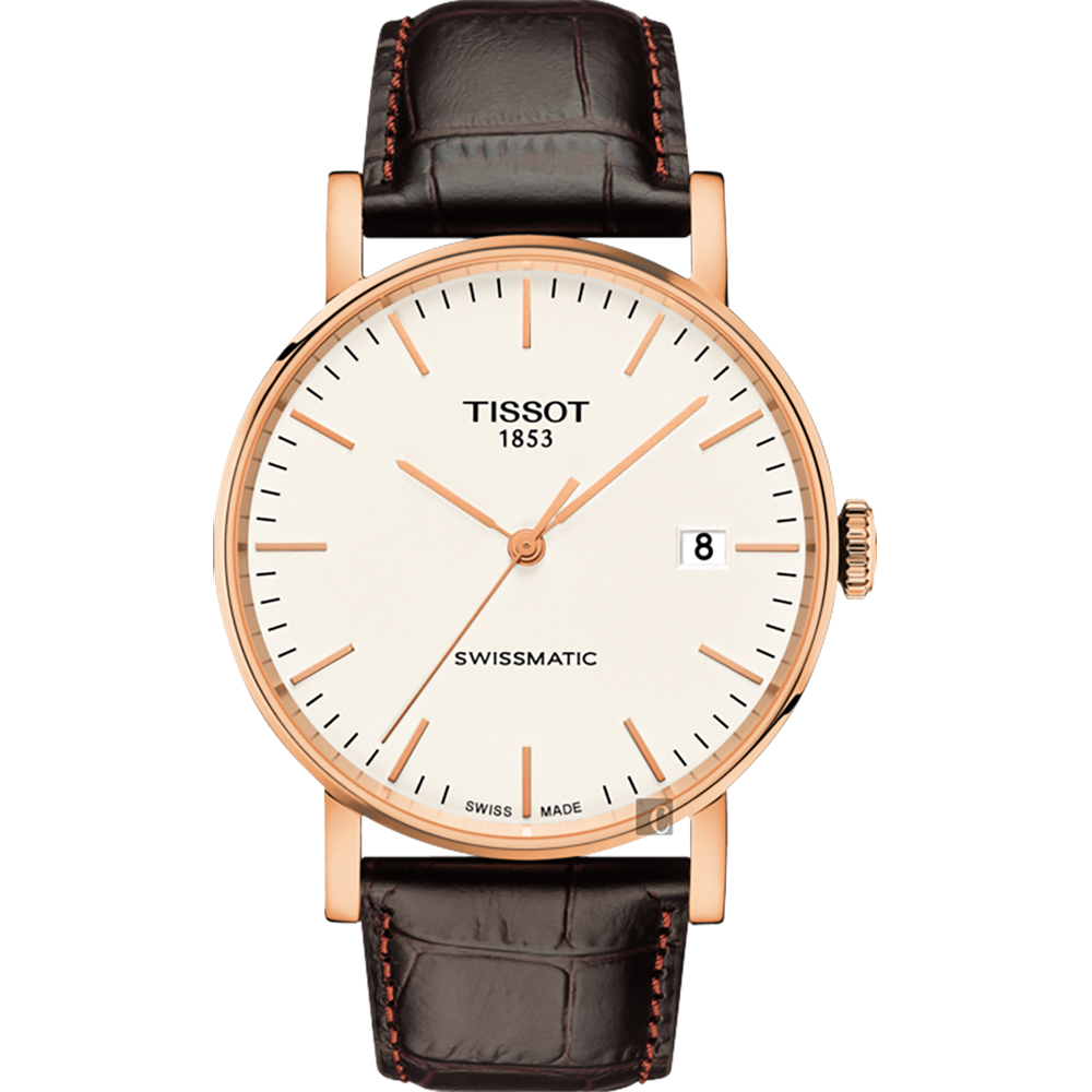 TISSOT 天梭 官方授權 Everytime 魅時系列機械錶-玫瑰金框x咖啡/40mm