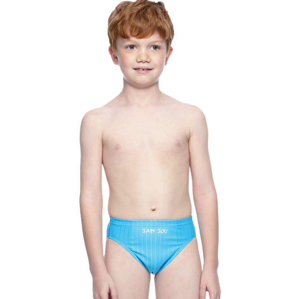 聖手牌 兒童泳裝 藍色系專業三角男童泳褲