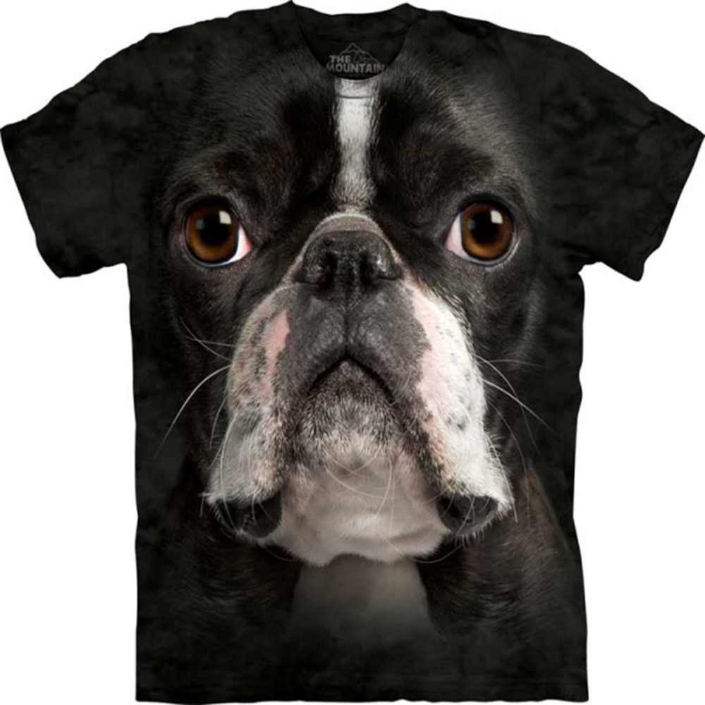 摩達客-美國The Mountain 波士頓梗犬臉 兒童版純棉環保短袖T恤