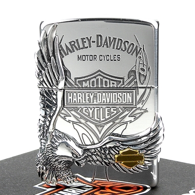 【ZIPPO】日系~Harley-Davidson-哈雷鷹-燻銀鍍色金屬加工打火機