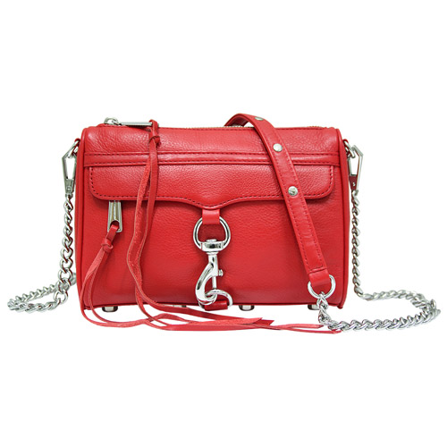 REBECCA MINKOFF Mini MAC 鍊帶牛皮斜背包-紅色