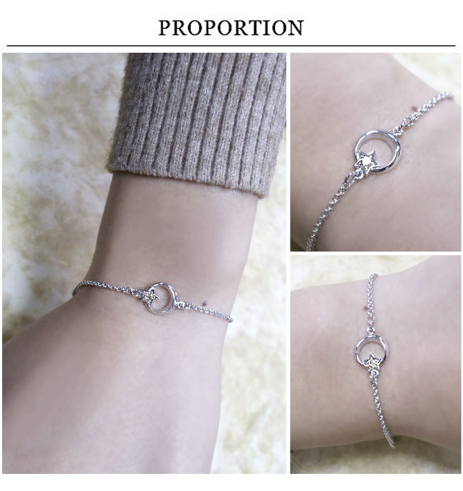 STORY故事銀飾-浪漫星月-純銀手鍊(白K金)