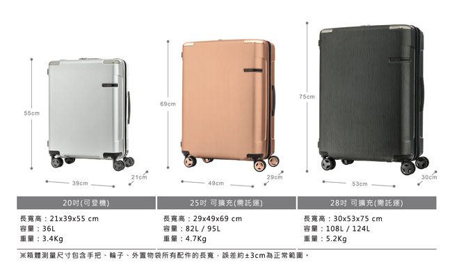 Samsonite新秀麗20吋 Evoa 拉絲光澤防盜拉鍊抗震輪TSA硬殼登機箱(玫瑰金)