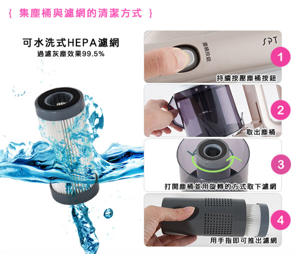 尚朋堂HEPA無線充電吸塵器SV-03DC通用國際電壓100-240V