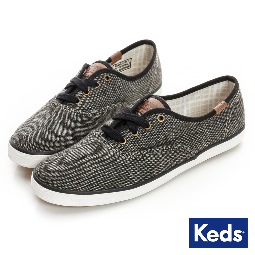 Keds 文青時尚綁帶休閒鞋-黑