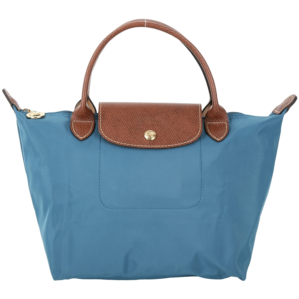 LONGCHAMP Le pliage 短提把MINI摺疊水餃包(孔雀藍)