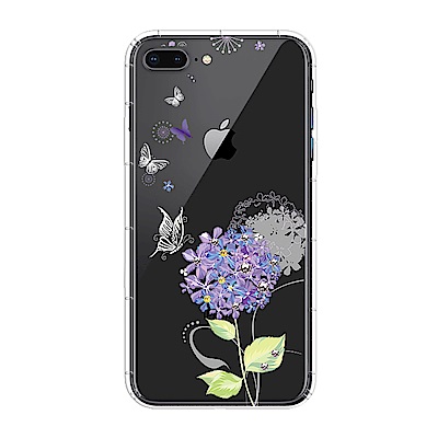 【SSTAR】iPhone 7Plus/8Plus 彩繪水鑽空壓防摔殼-紫陽花
