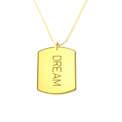 Anna Lou Of London 倫敦品牌 優雅方牌字墜 金項鍊 DREAM