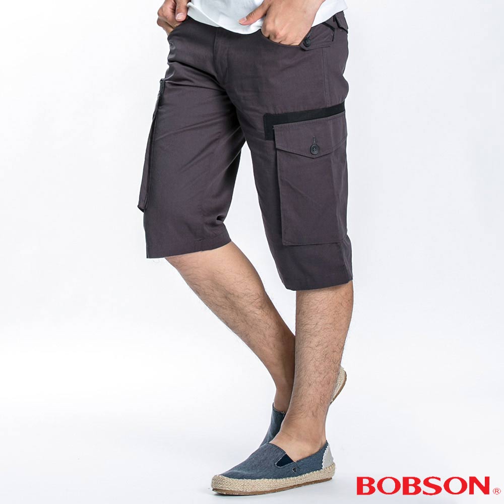 BOBSON 男款貼袋短褲(鐵灰198-85)