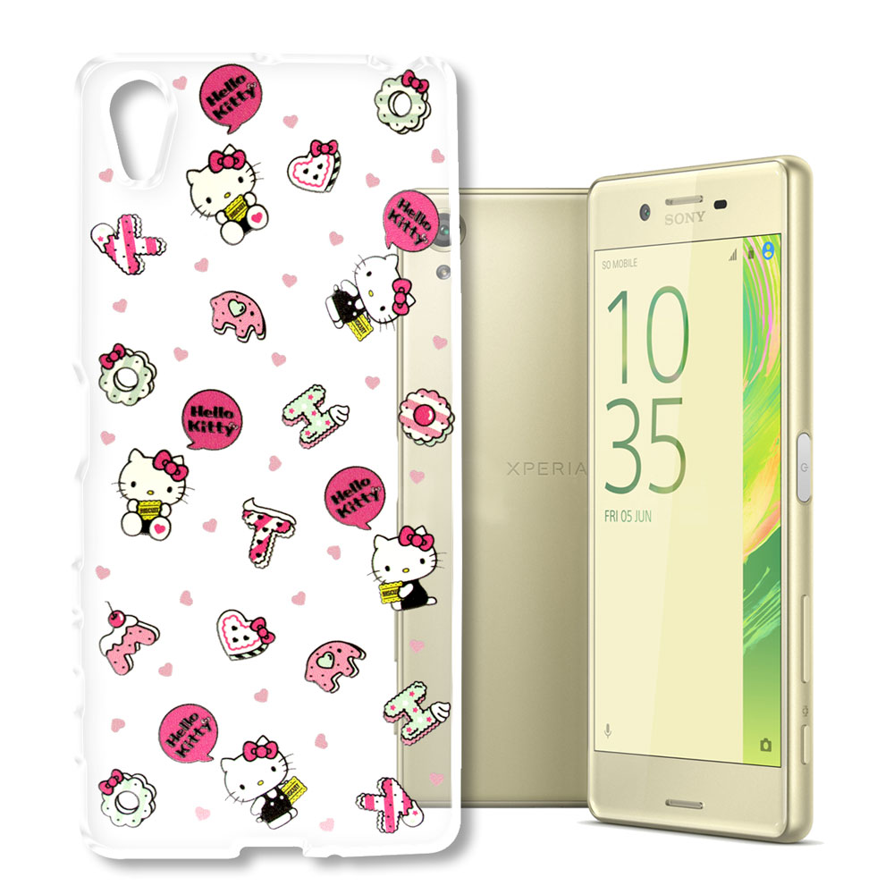 Hello Kitty 索尼 Xperia X 浮雕彩繪透明軟殼(繽紛點心)