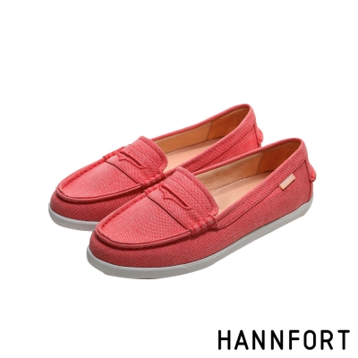 HANNFORT CALIFORNIA帆布氣墊樂福鞋-女-日光紅