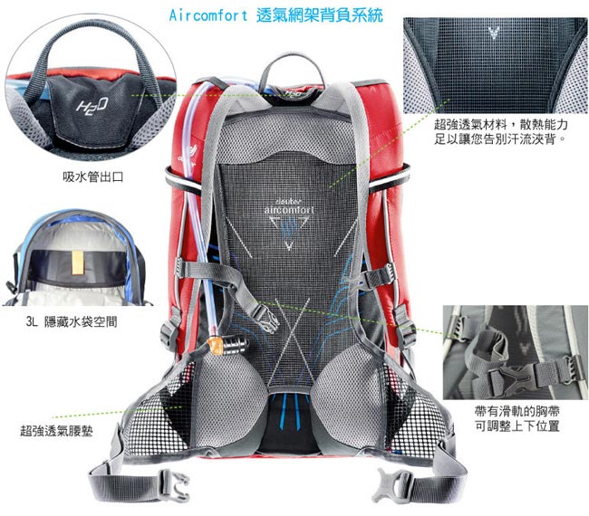 【德國 Deuter】Cross Air Exp 20+4L 自行車網架透氣背包_綠黑