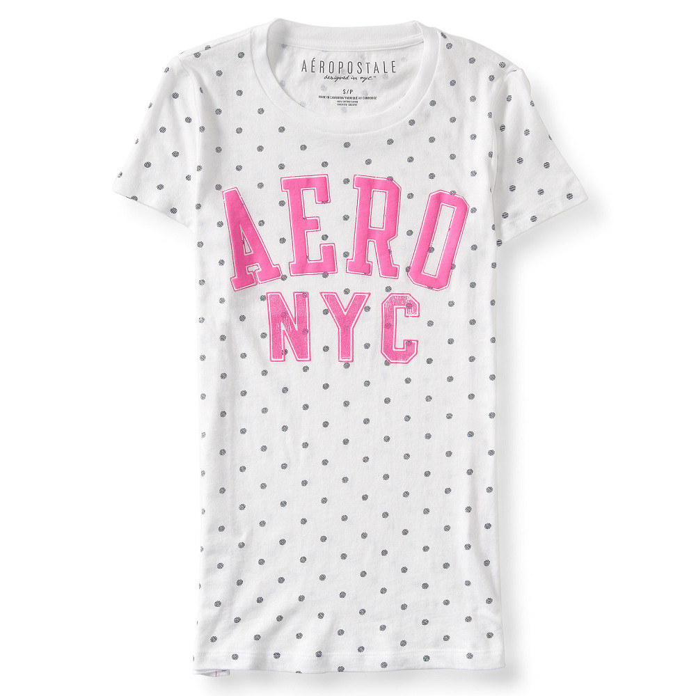 AERO 女裝 可愛點點字母短T恤(白)