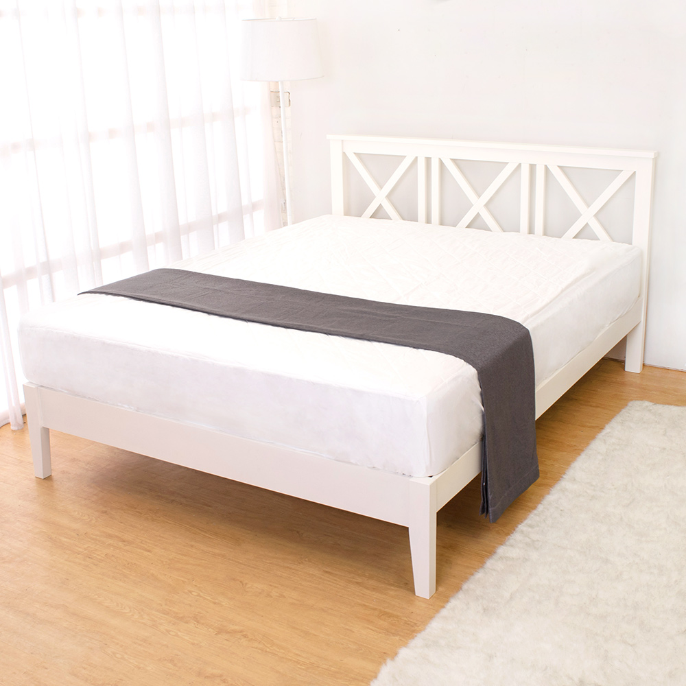 Bernice-坦雅娜5尺白色實木雙人床架