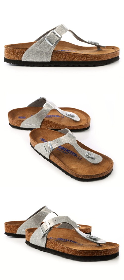 勃肯BIRKENSTOCK 847461。吉薩夾腳拖鞋(亮面粉銀)