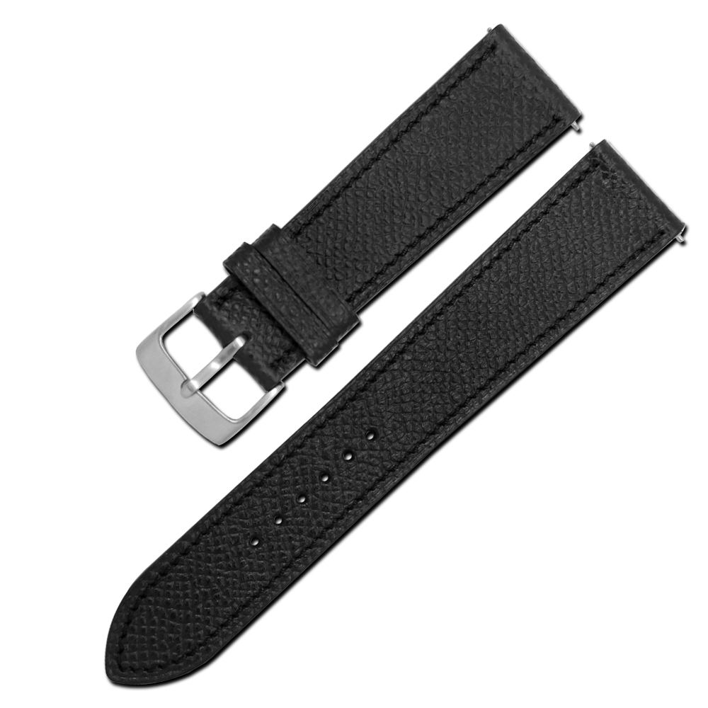 Watchband / HERMES 愛馬仕-法國進口柔軟替用真皮錶帶-黑色