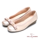 CUMAR氣質美人 珍珠水鑽裝飾真皮厚底鞋-粉膚色 product thumbnail 1
