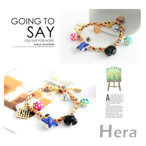 【Hera】玩色世界 編織墜多款甜美物造型手鍊(魅影金)