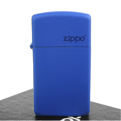 【ZIPPO】美系~LOGO字樣打火機~Royal Blue Matte寶藍烤漆-窄版