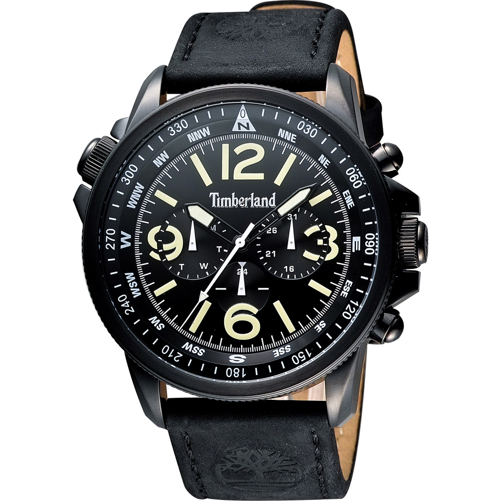 Timberland 叢林野戰時尚日曆腕錶-黑/45mm