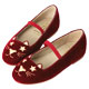 Grace gift-Princess童鞋．星星貓咪絨布樂福鞋 紅 product thumbnail 1