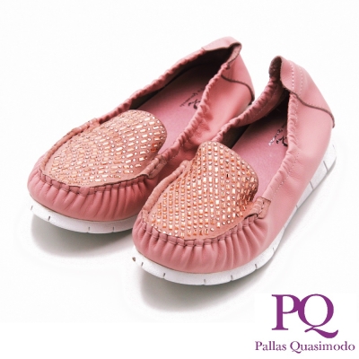 PQ 水鑽素面縫線造型休閒女鞋-粉(另有黑、白)