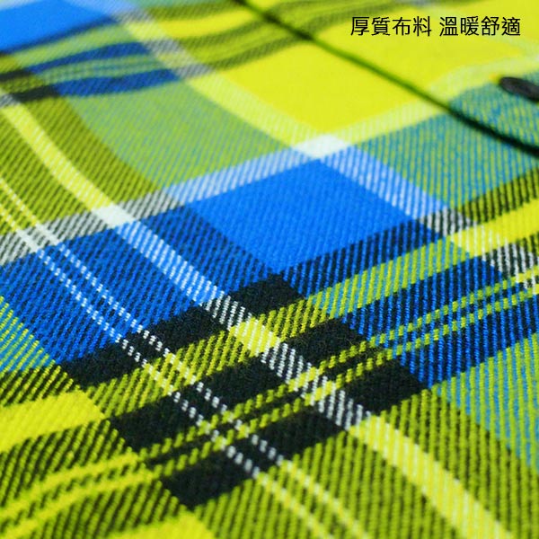 [摩達客]美國進口知名時尚休閒品牌【Fox】黃藍方格紋長袖襯衫