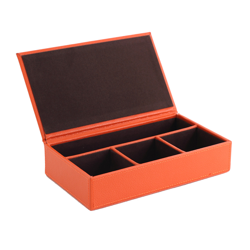 LOVEL義大利設計皮革收納-防塵掀蓋4格置物盒