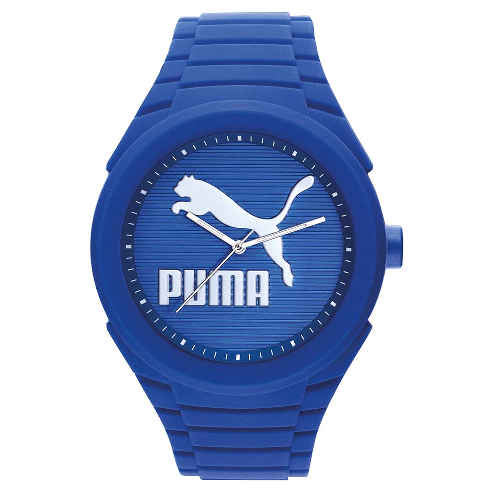 PUMA 超越極限 PU錶帶 運動電子腕錶-藍/45mm