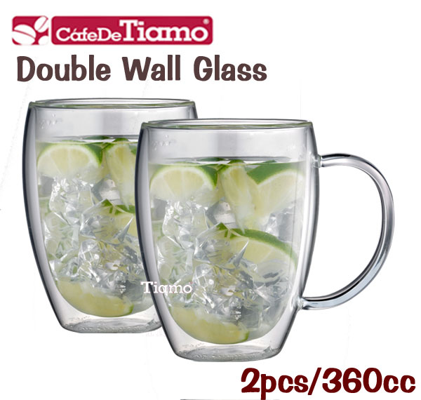 Tiamo 雙層玻璃杯-把手款 360cc / 2入(HG2341)