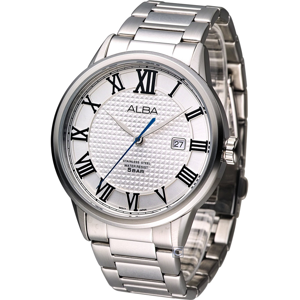 ALBA 羅馬都會時尚紳士錶-白/44mm