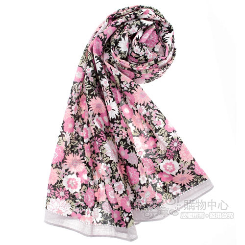 renoma paris 牡丹花語抗UV透氣薄圍巾-桃紅