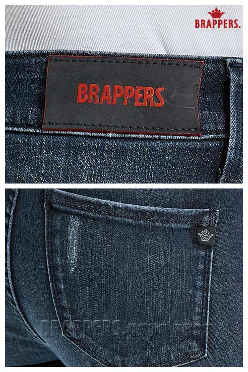 BRAPPERS 女款 新美腳Royal系列-中低腰不規則割破窄管褲-藍