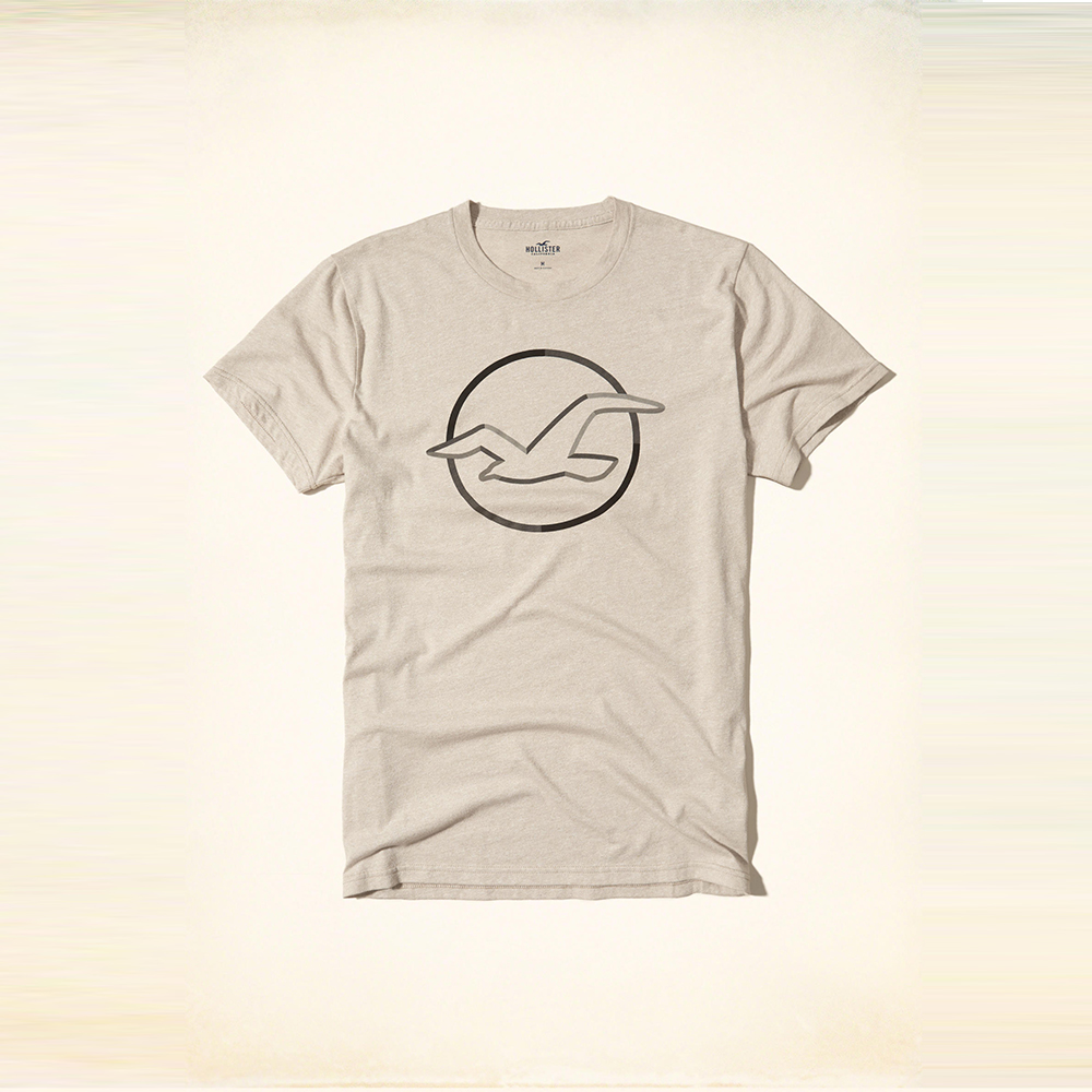 Hollister 經典海鷗圓圈設計印刷短袖T恤-米色 HCO