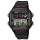 CASIO 10年電力亮眼設計方形數位錶(AE-1300WH-1A2)-黑框x桃紅錶圈/40mm product thumbnail 1